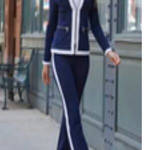 Boston Proper Navy and White Pantsuit